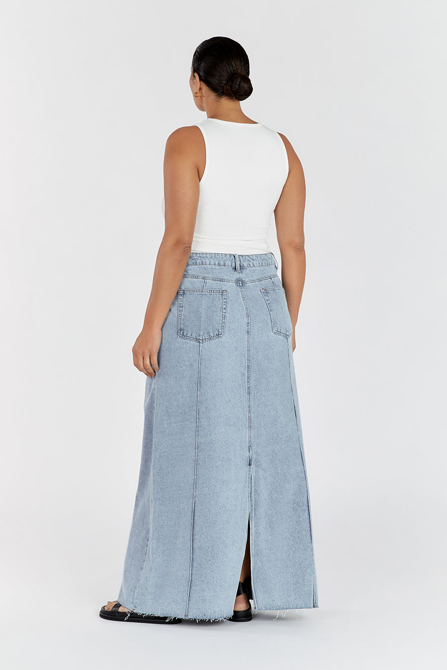 Blue Denim Frill Maxi Skirt | Jaded London