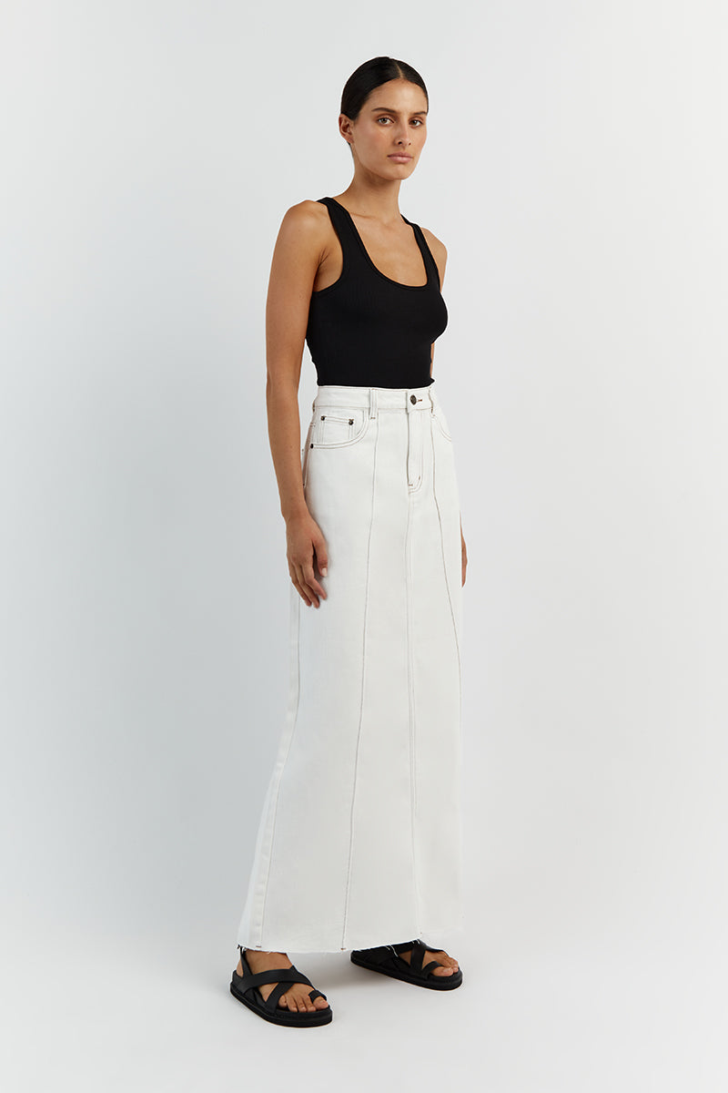 White jean skirt long sales