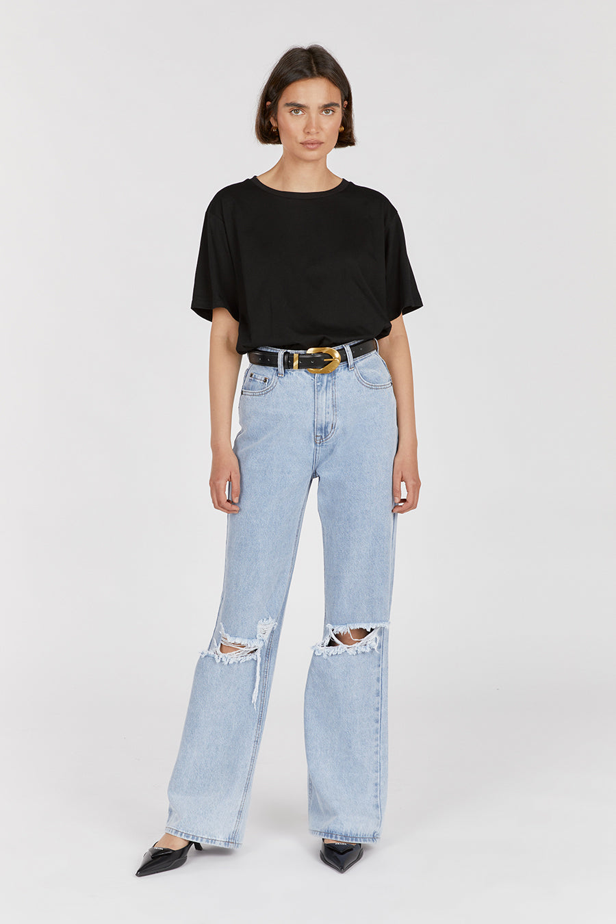 ARCHIE BLUE HIGH RISE RIPPED JEAN