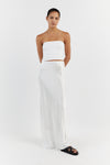 LILY WHITE LINEN STRAPLESS TOP
