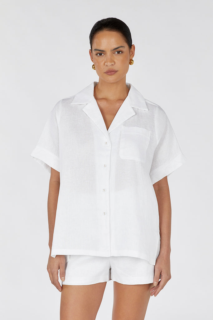 CAMPBELL WHITE LINEN SHIRT | Dissh