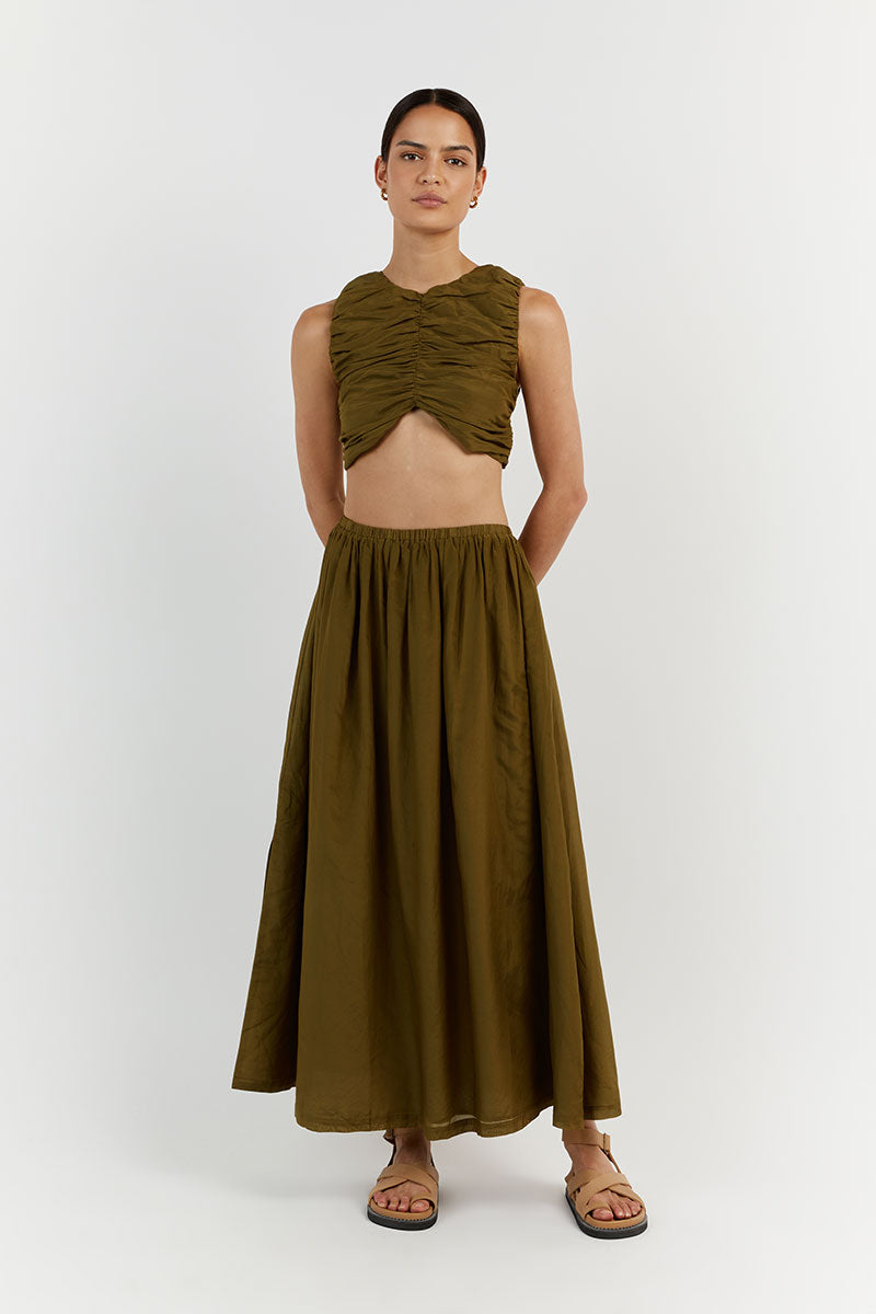 FRANKIE OLIVE SLEEVELESS CROP TOP