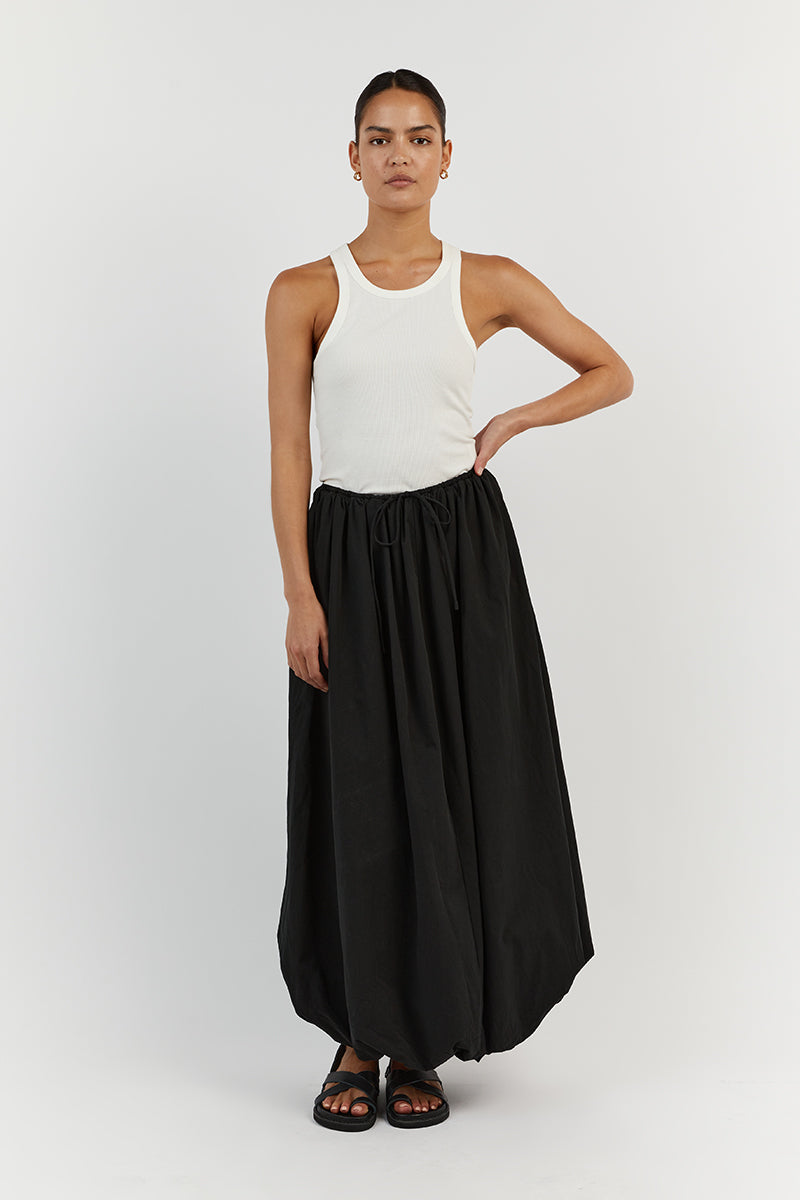 MONTY BLACK BUBBLE COTTON SKIRT | Dissh