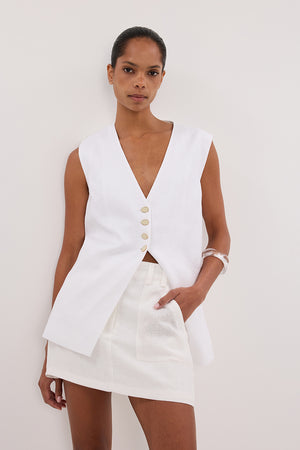 EVA OFF WHITE LINEN SKORT
