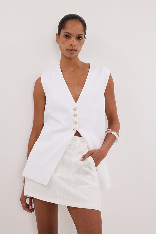 EVA OFF WHITE LINEN SKORT