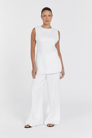 LILY WHITE LINEN STRAPLESS TOP