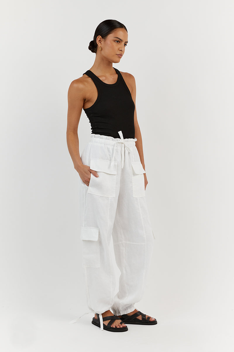 Linen cargo hot sale pants womens