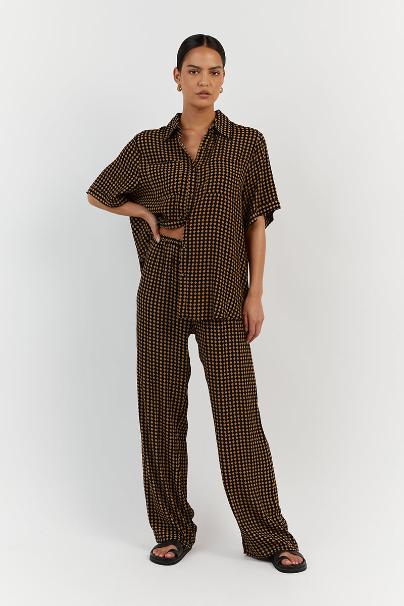 MILA CARAMEL DRAWSTRING PANT - 2 / CARAMEL