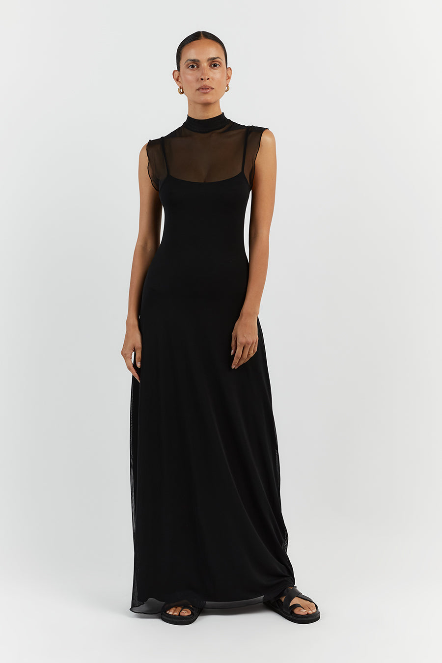 Black Sleeveless Wrap Dress, South Africa | Equilibrio
