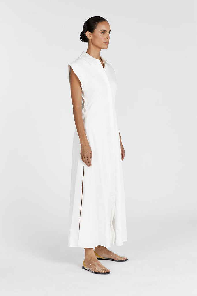 LAUREN WHITE COTTON MIDI DRESS | Dissh