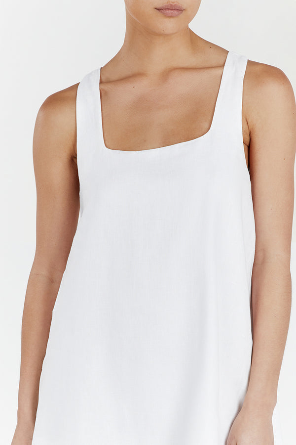 Shannon White Linen Blend Mini Dress – Beginning Boutique US