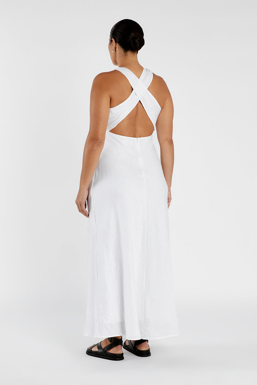 ROSE WHITE LINEN MAXI DRESS | Dissh