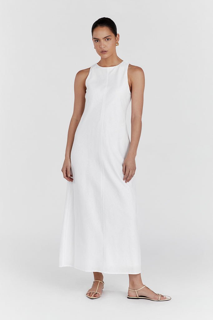 HARRIS WHITE LINEN MIDI DRESS | Dissh