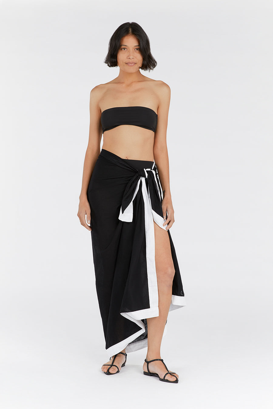 CALLIE BLACK CONTRAST LINEN SARONG Dissh