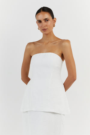 DISSH - DISSH WHITE LINEN STRAPLESS TOP on Designer Wardrobe