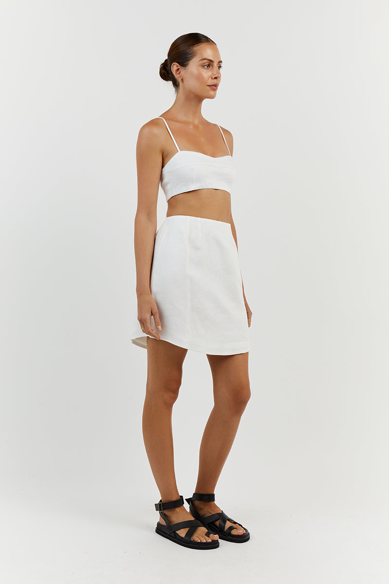 VIENNA WHITE LINEN MINI SKIRT | Dissh