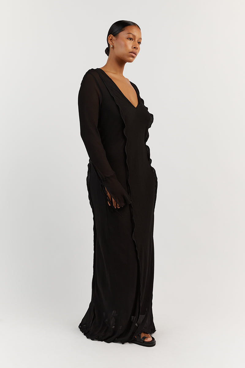 Sexy Black Sheer Split Thigh Club Dress – AMIClubwear