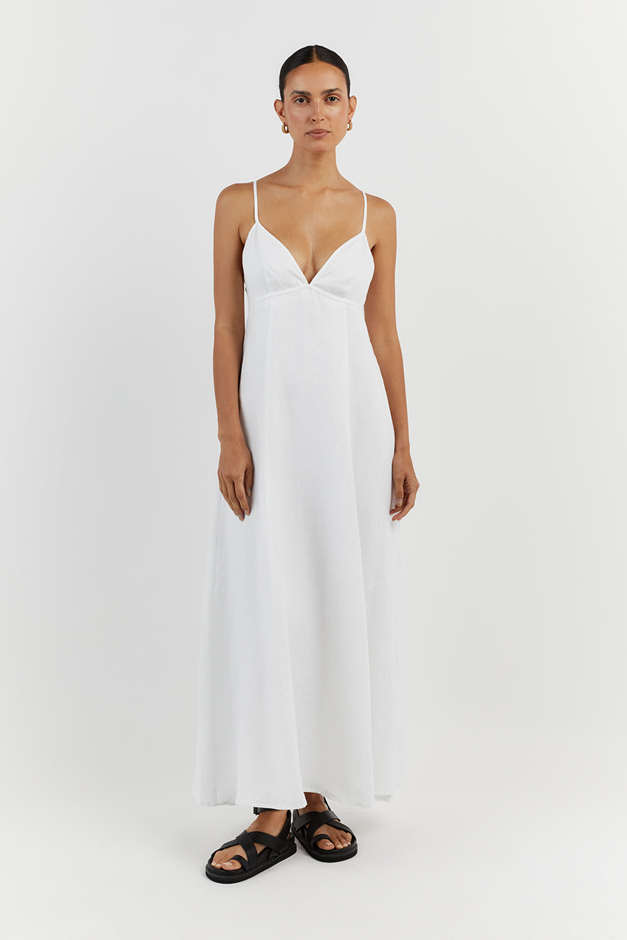 White maxi shop dress linen