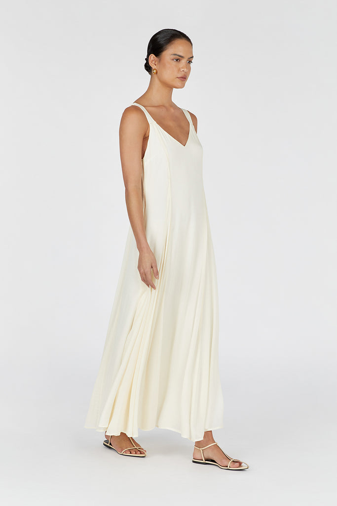 EMILY BUTTERMILK V-NECK MAXI DRESS | Dissh