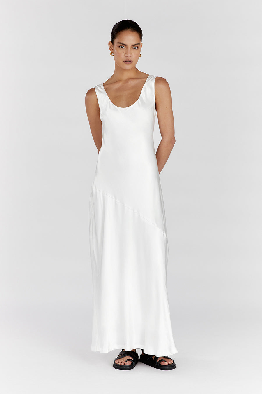 Plain white floor length clearance dress