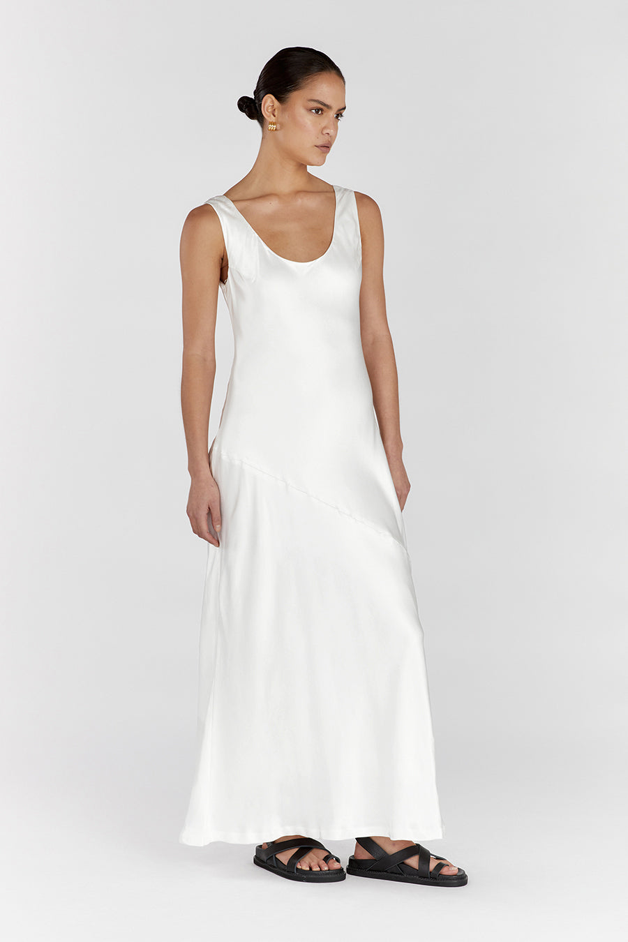 White crepe maxi clearance dress