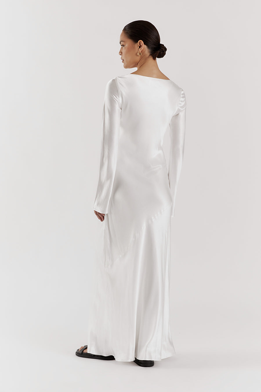 White Satin Strappy Cowl Neck Shift Dress | PrettyLittleThing