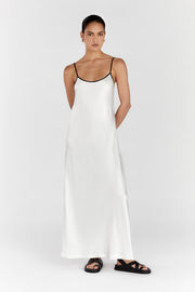 LETTY WHITE SATIN CONTRAST DRESS