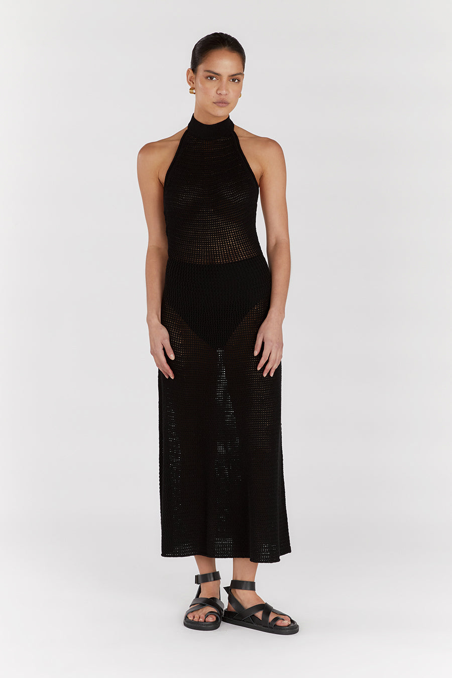 ZADIE BLACK CROCHET MIDI DRESS