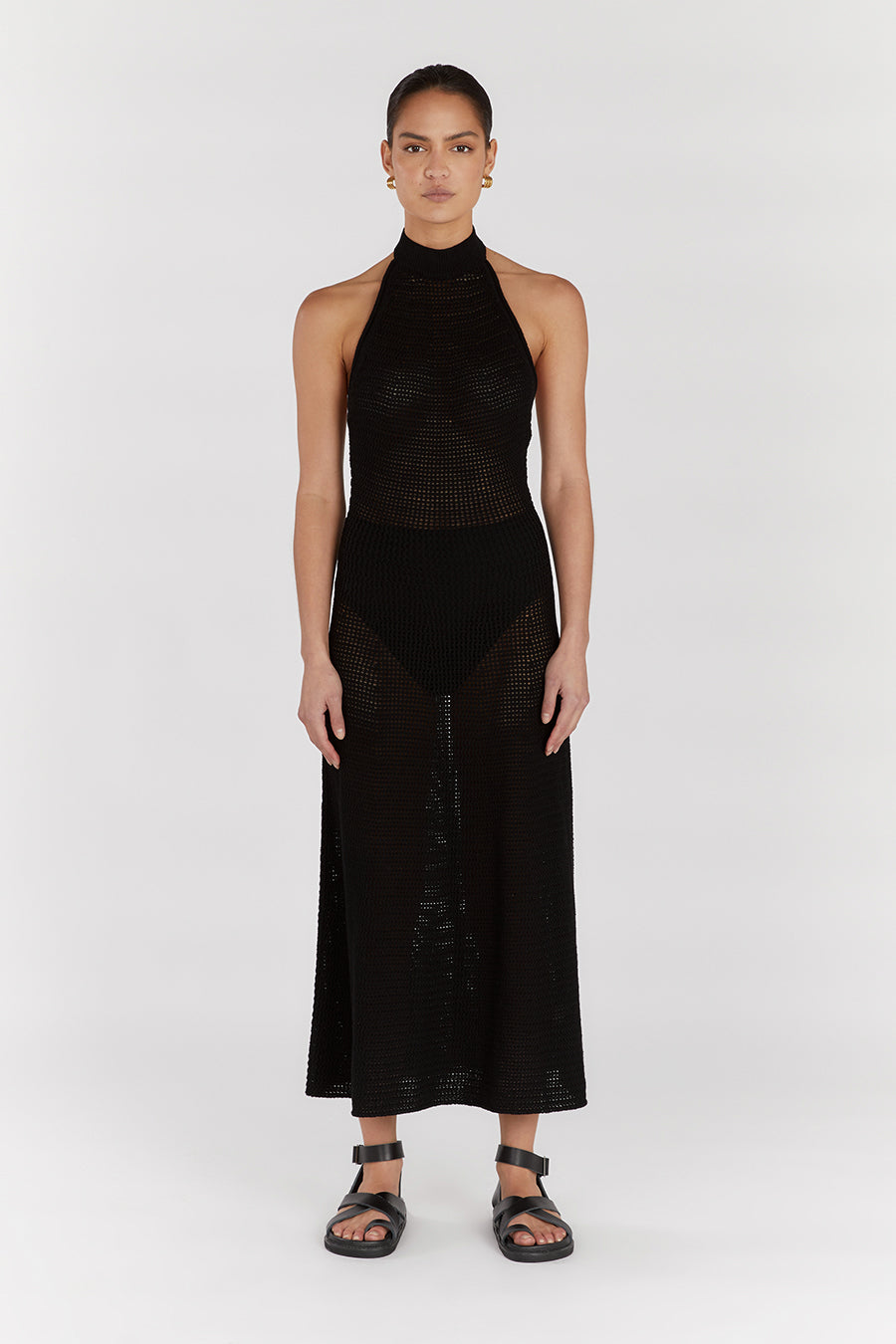 ZADIE BLACK CROCHET MIDI DRESS