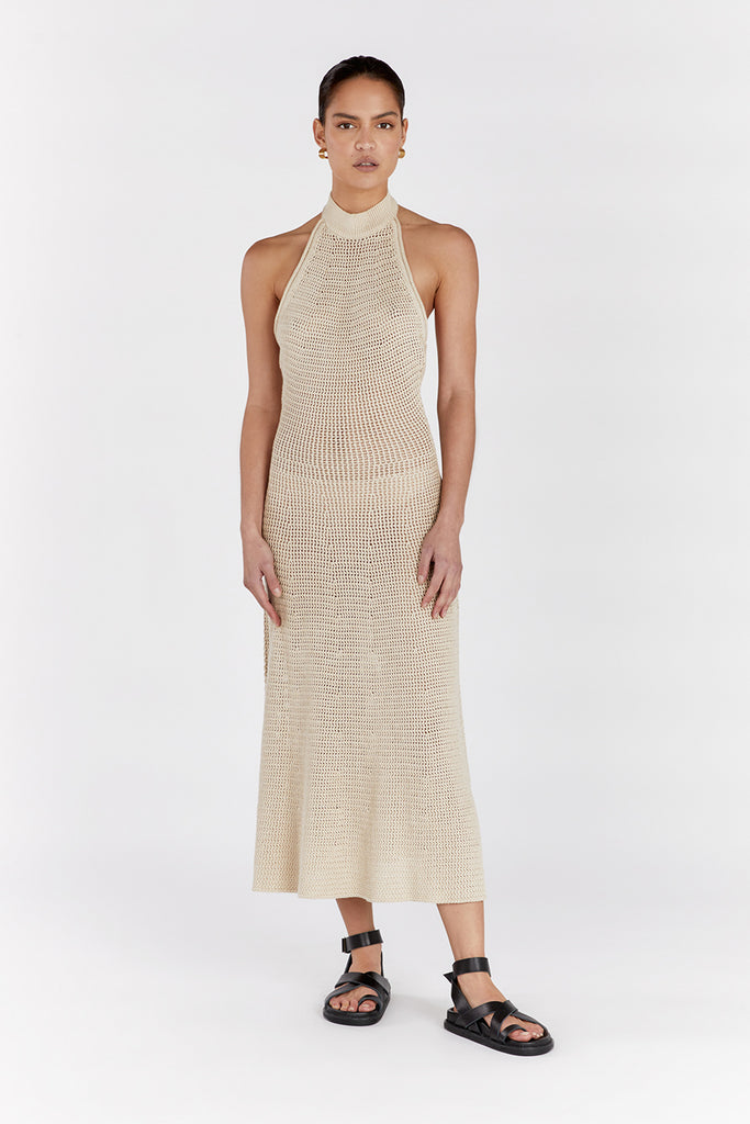 ZADIE NATURAL CROCHET MIDI DRESS | Dissh