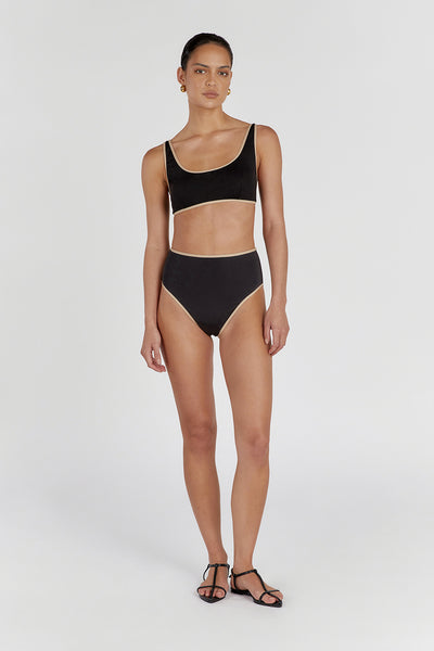 Michelle wearing BAILEY BLACK CONTRAST WAIST BRIEF