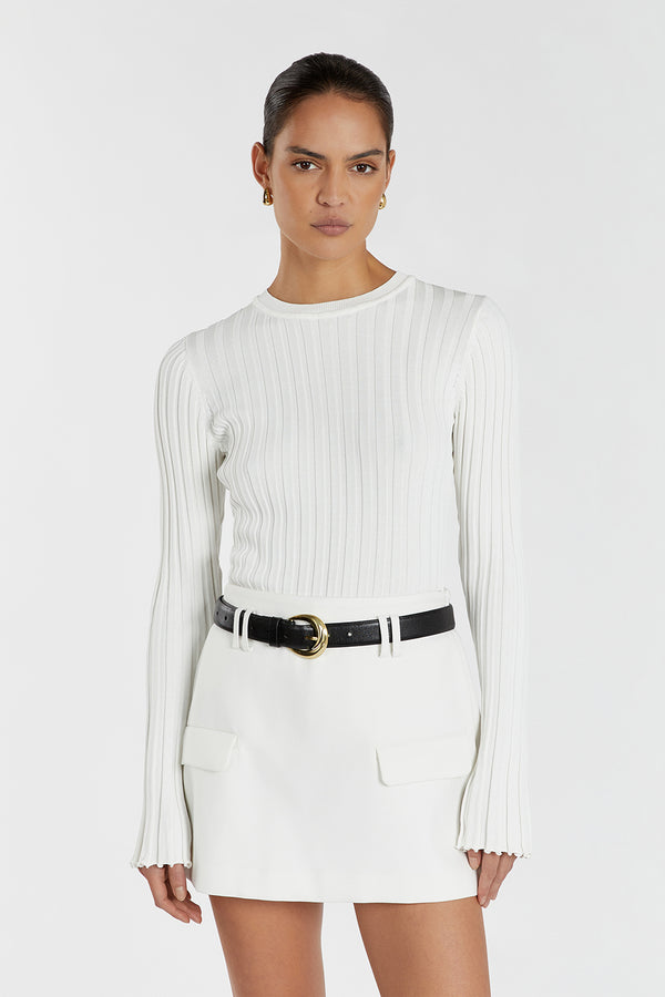OFF WHITE SLEEVE KNIT TOP |