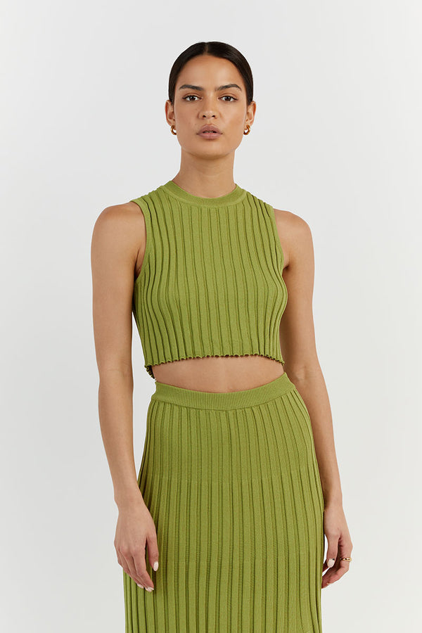 ADA LIME CROPPED KNIT TOP | Dissh