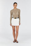 HARPER TAUPE LONG SLEEVE KNIT TOP