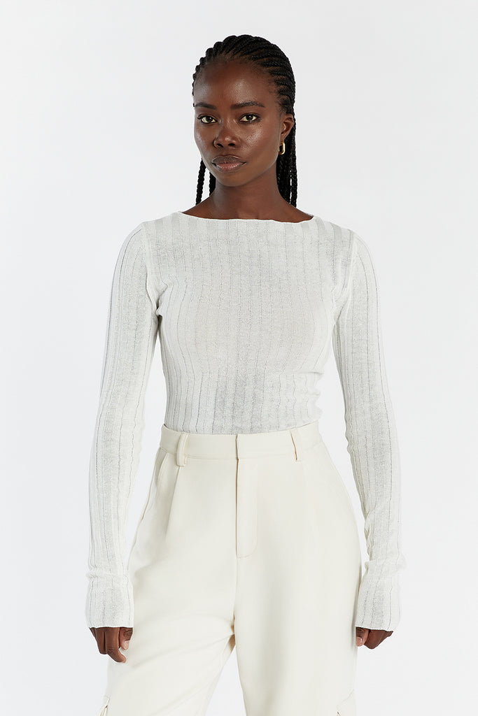GOLDIE OFF WHITE LONG SLEEVE TOP | Dissh