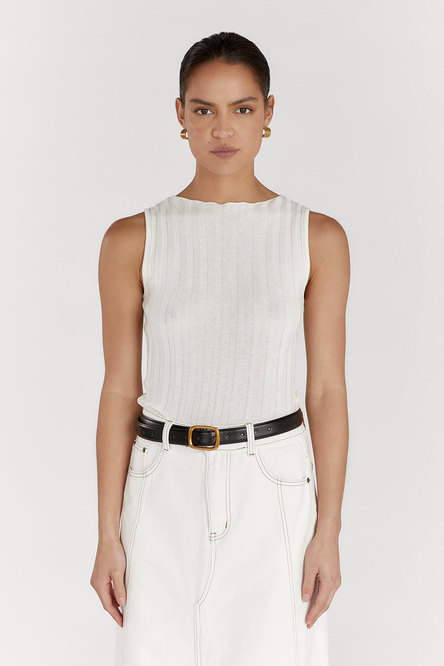 GOLDIE OFF WHITE BOAT NECK TANK