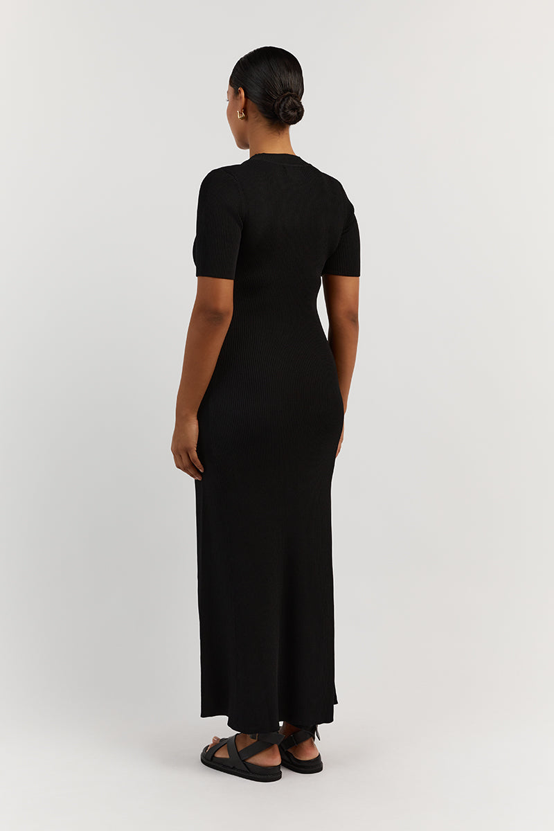 DONNA BLACK SLEEVED MIDI DRESS | Dissh