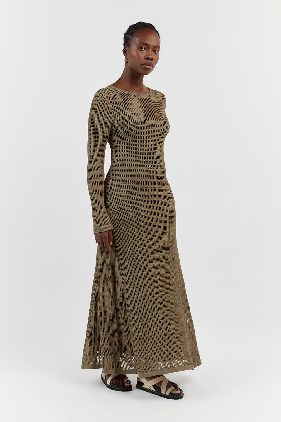 Long sleeve knit maxi clearance dress