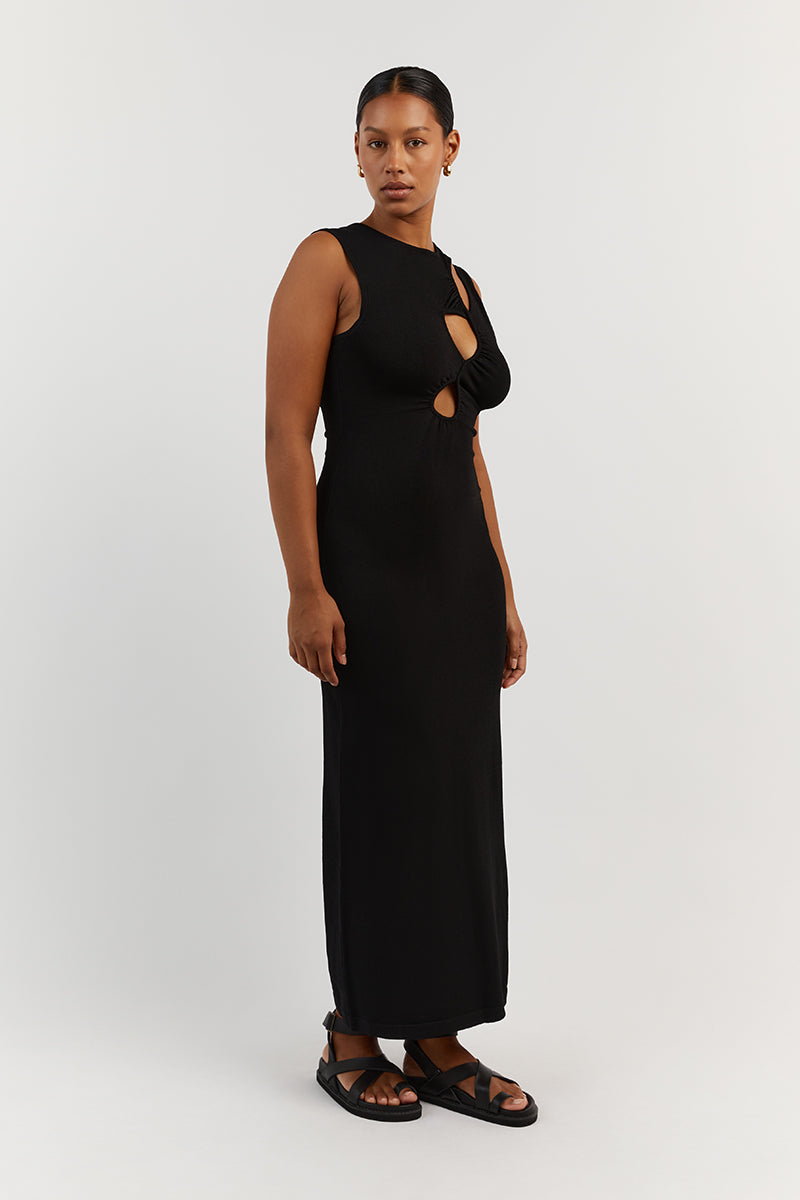 Black knit outlet midi dress