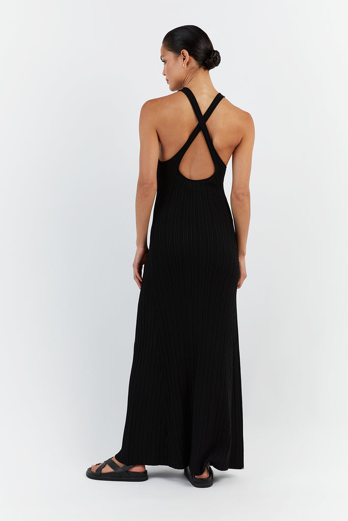 RIVER BLACK BACKLESS MAXI DRESS | Dissh