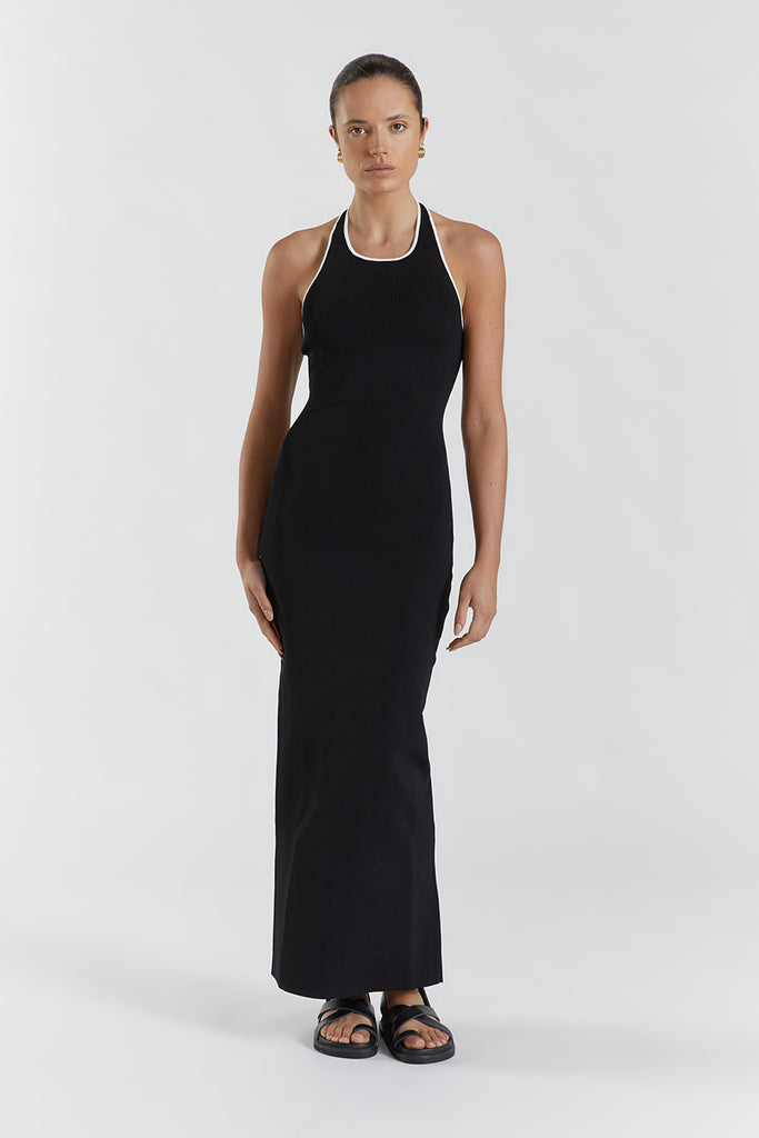 KARLIE BLACK BIND HALTER KNIT DRESS | Dissh