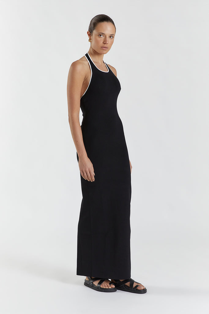 KARLIE BLACK BIND HALTER KNIT DRESS | Dissh