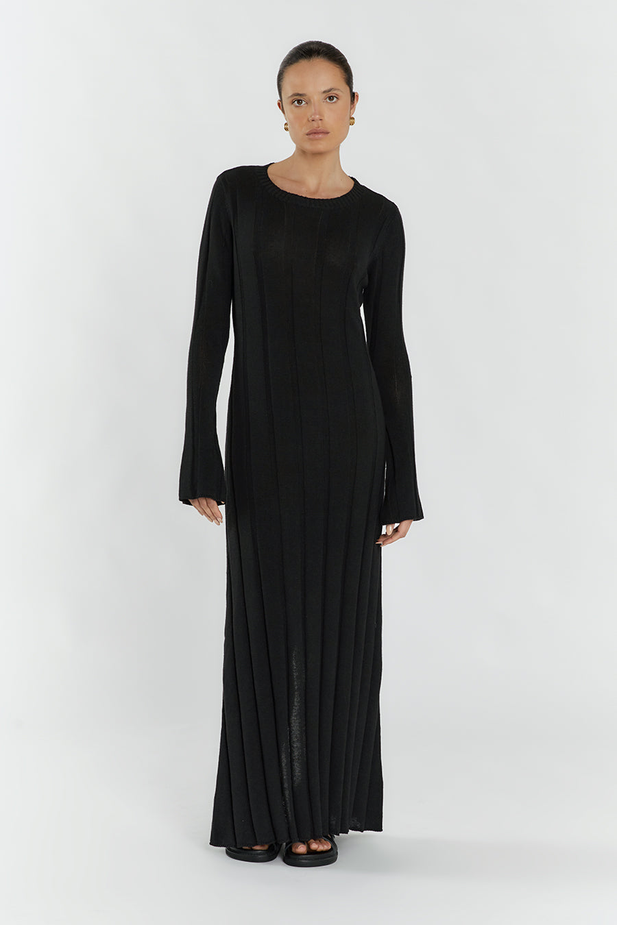 Simple black maxi outlet dress